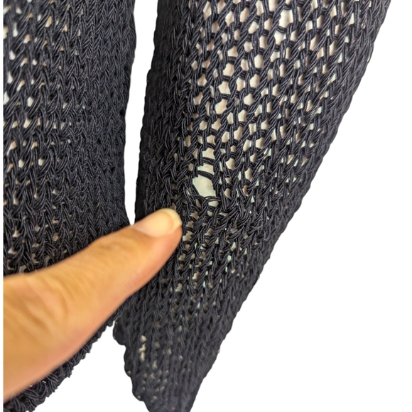 Vince Open Stitch Pullover Sweater Womens XS Black Long Sleeve Quiet Luxury - Picture 5 of 10